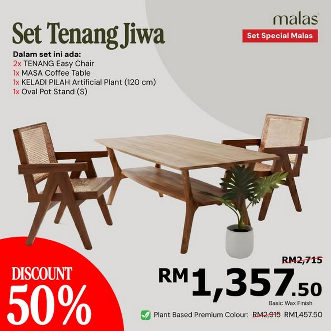 Malas-Furniture-50-OFF-Teak-Wood-Furniture-Rattan-Goods-Sale Now Till 30 September 2026: Malas Furniture: 50% OFF Teak Wood Furniture & Rattan Goods Sale at Kg. Subang, Kuantan and Kota Masai