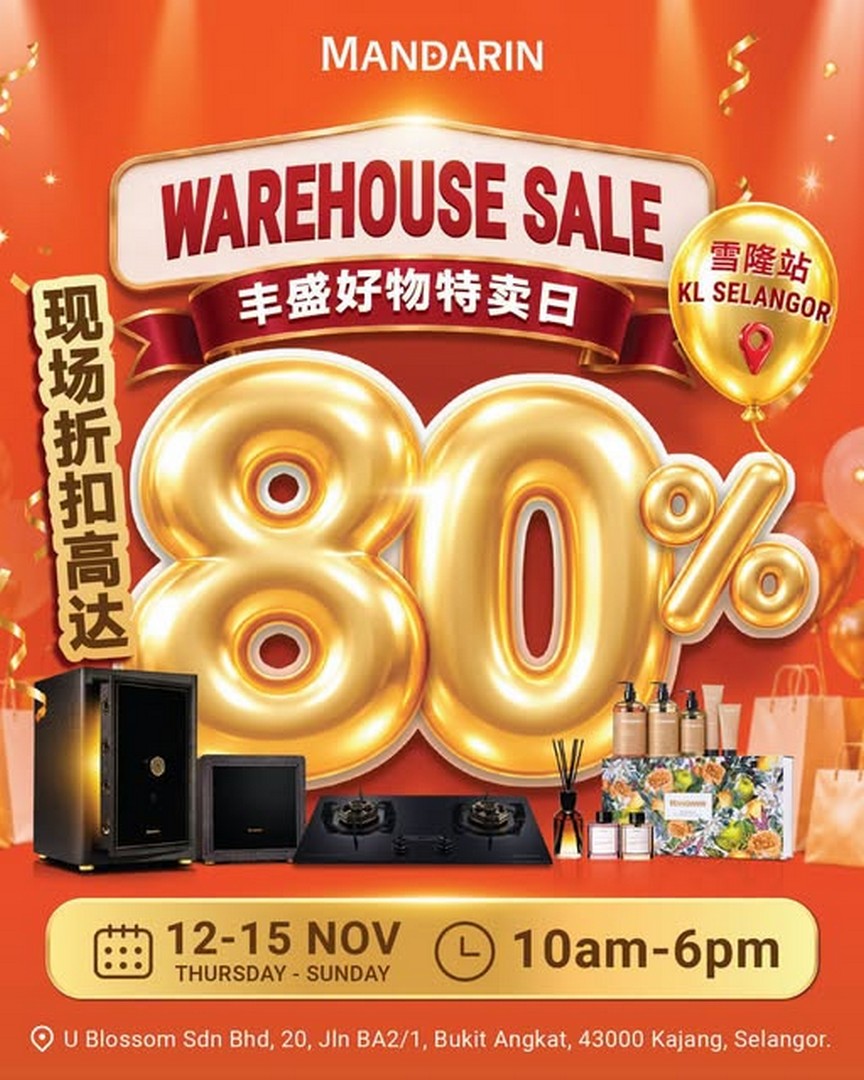 Mandarin-by-Louis-Loh-Warehouse-Sale-–-Up-to-80-OFF 12-15 November 2026: Mandarin by Louis Loh Warehouse Sale – Up to 80% OFF, Golden Series Deals, Special Discounts & Surprise Gifts at Kajang, Selangor (10AM-6PM)