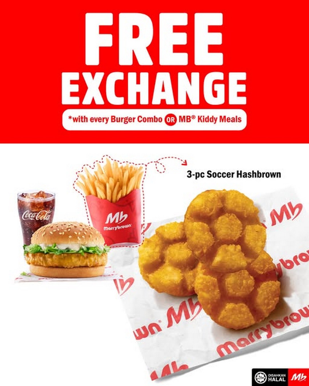 Marrybrown-Free-3-Piece-Soccer-Hashbrown-Upgrade 8 October 2026 onwards: Marrybrown: Free 3-Piece Soccer Hashbrown Upgrade with Selected Burger Combos or Kiddy Meals at All Outlets in Malaysia