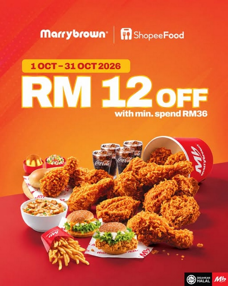Marrybrown-RM12-OFF-ShopeeFood-Promotion 1-31 October 2026: Marrybrown: RM12 OFF ShopeeFood Promotion with RM36 Minimum Spend