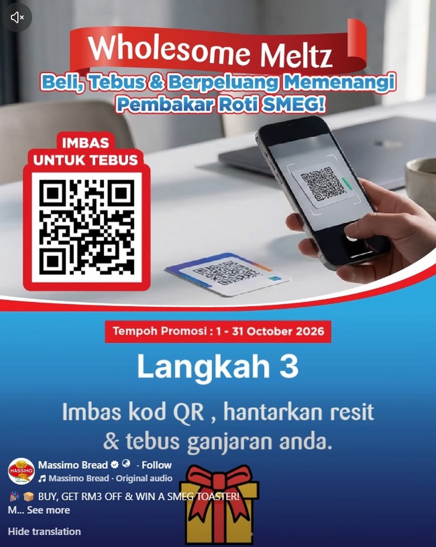 Massimo-Bread-x-Chesdale-Promotion-to-Get-RM3-Touch-‘n-Go 1-31 October 2026: Massimo Bread x Chesdale: Promotion to Get RM3 Touch ‘n Go Add Value and Win a SMEG Toaster