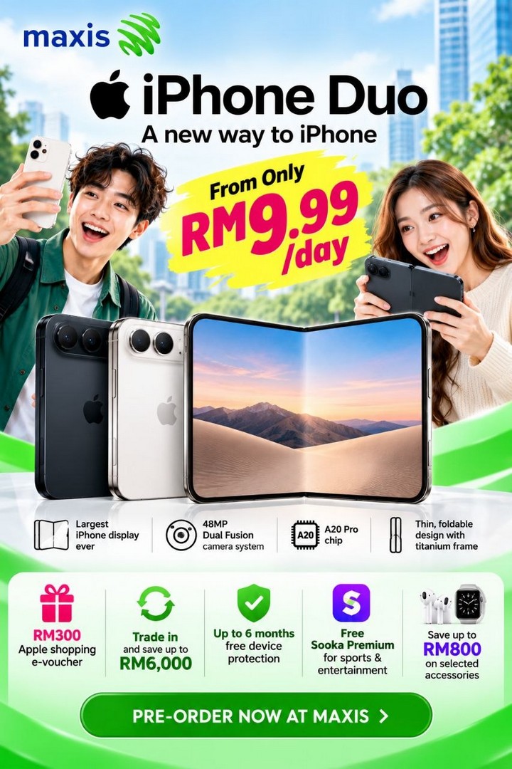 Maxis-Malaysia-Apple-iPhone-Duo-Foldable-Smartphone-Pre-Order-1 16–22 October 2026: Maxis Malaysia: Apple iPhone Duo Foldable Smartphone Pre-Order Promotion with RM9.99/Day Instalment, Trade-In Savings and Exclusive Rewards