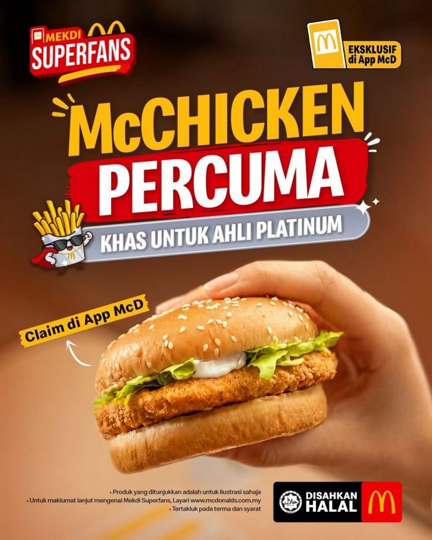 McDonalds-Malaysia-Free-McChicken-Promotion-for-Mekdi-Superfans 8 October 2026 onwards: McDonald's Malaysia: Free McChicken Promotion for Mekdi Superfans Platinum Members – Redeem Exclusive Burger Reward via App McD