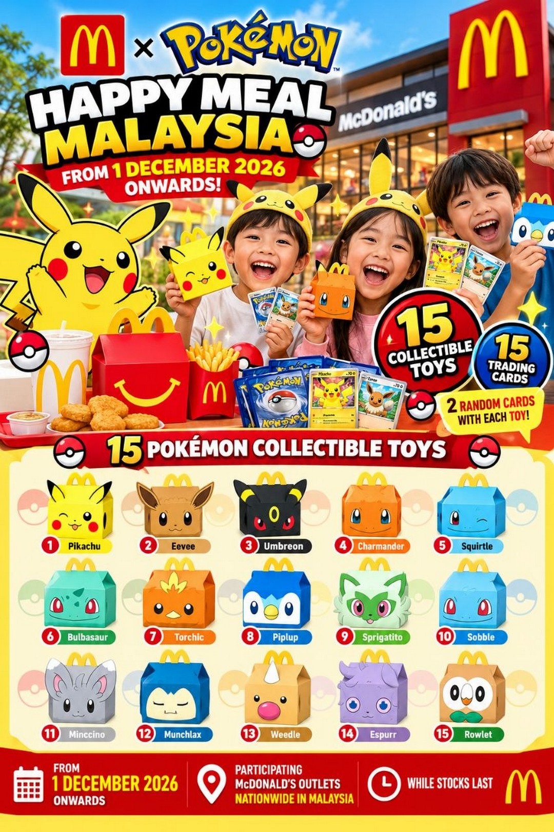 McDonalds-Malaysia-Pokemon-Happy-Meal-Promotion-1 1 December 2026 onwards: McDonald’s Malaysia Pokémon Happy Meal Promotion – 15 Collectible Pokémon Toys & Trading Cards, Nationwide Participating Outlets