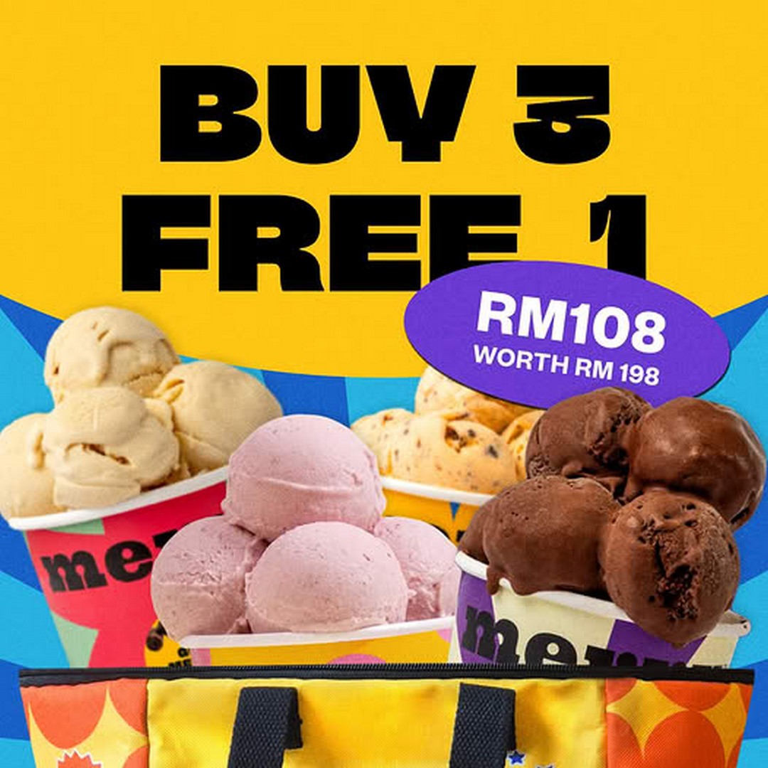 Merry-Ice-Cream-10th-Anniversary-Promotion 12 October 2026 onwards: Merry Ice Cream: 10th Anniversary Promotion – Buy 3 Get 1 Pint Free, Free Delivery, Cooler Bag and Fondue Set Worth Up to RM198 for Just RM108