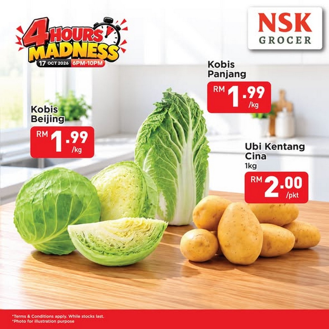 NSK-Grocer-4-Hours-Madness-Grocery-Promotion-1 17 October 2026: NSK Grocer: 4 Hours Madness Grocery Promotion on Fresh Vegetables, Fruits, Seafood and More at Quill City Mall and 3 Damansara