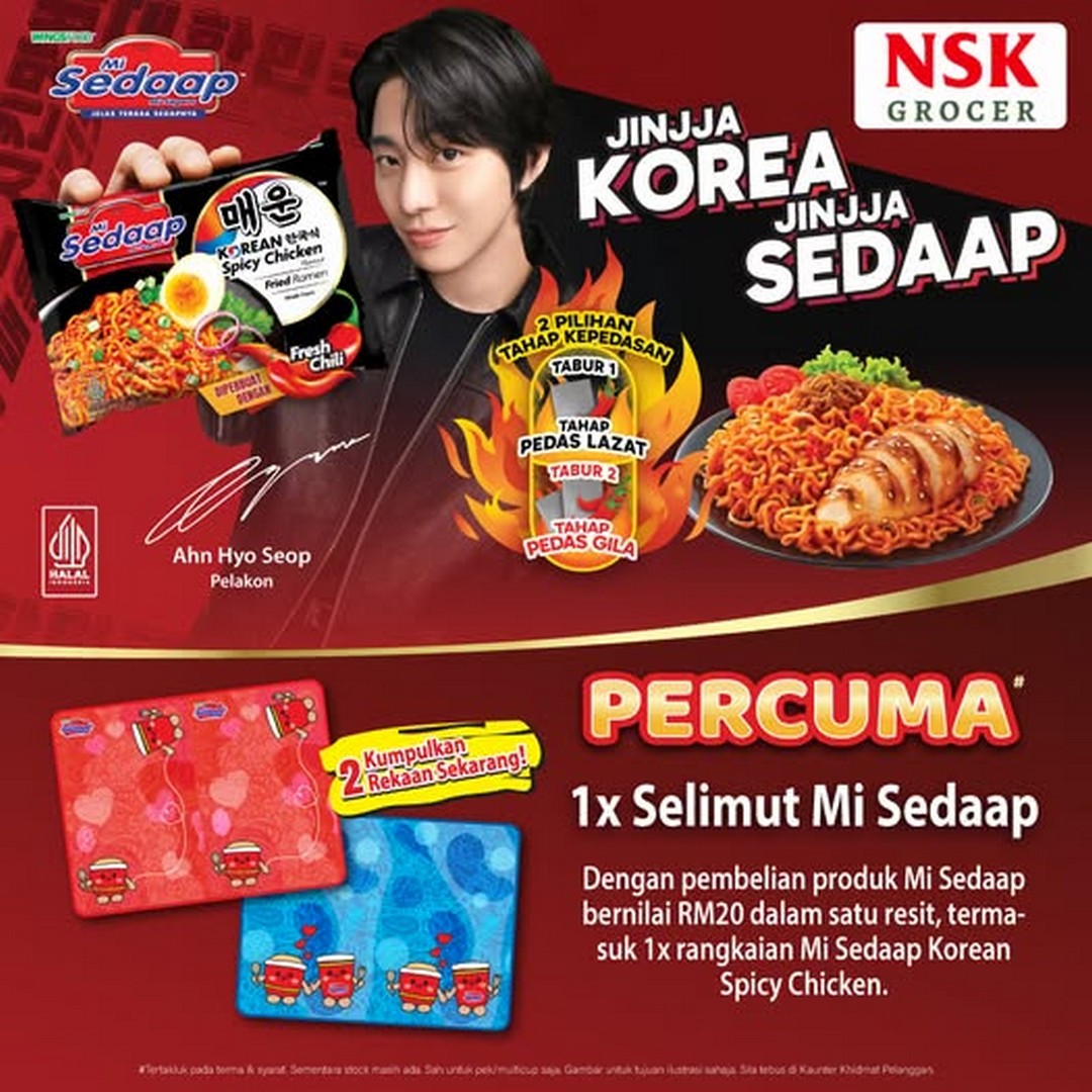 NSK-Grocer-Mi-Sedaap-Korean-Spicy-Chicken-Promotion 29 October 2026 onwards: NSK Grocer Mi Sedaap Korean Spicy Chicken Promotion – Spend RM20 and Get a Free Mi Sedaap Blanket, While Stocks Last