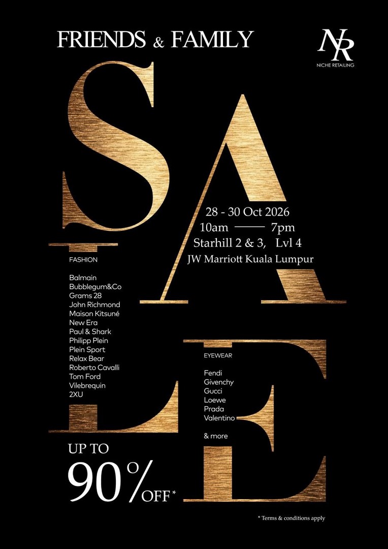 Niche-Retailing-Friends-Family-Clearance-Sale-2 28–30 October 2026: Niche Retailing Friends & Family Clearance Sale – Up to 90% OFF Designer Fashion, Luxury Eyewear and More at JW Marriott Kuala Lumpur, 10am–7pm