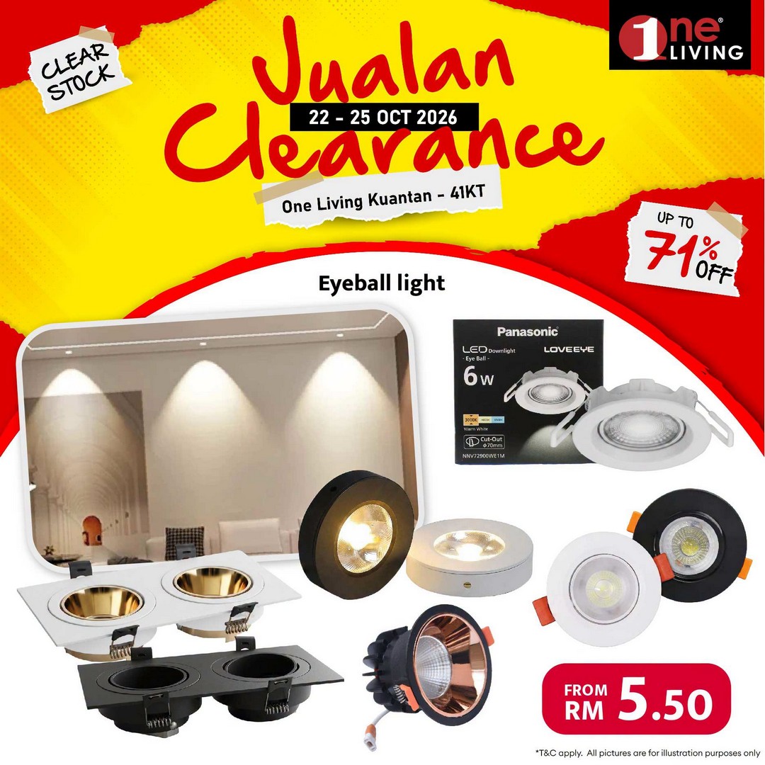 One-Living-Malaysia-Kuantan-Lighting-Clearance-Sal-18 22-25 October 2026: One Living Malaysia Kuantan Lighting Clearance Sale – Save on Ceiling Lights, Pendant Lights, Downlights and LED Lights at Sri Dagangan, Pahang