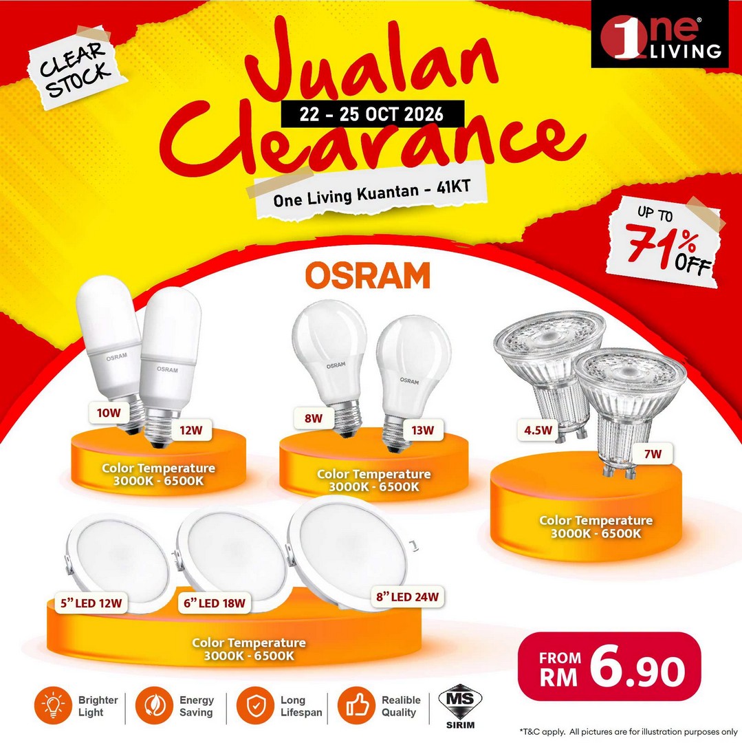 One-Living-Malaysia-Kuantan-Lighting-Clearance-Sal-20 22-25 October 2026: One Living Malaysia Kuantan Lighting Clearance Sale – Save on Ceiling Lights, Pendant Lights, Downlights and LED Lights at Sri Dagangan, Pahang
