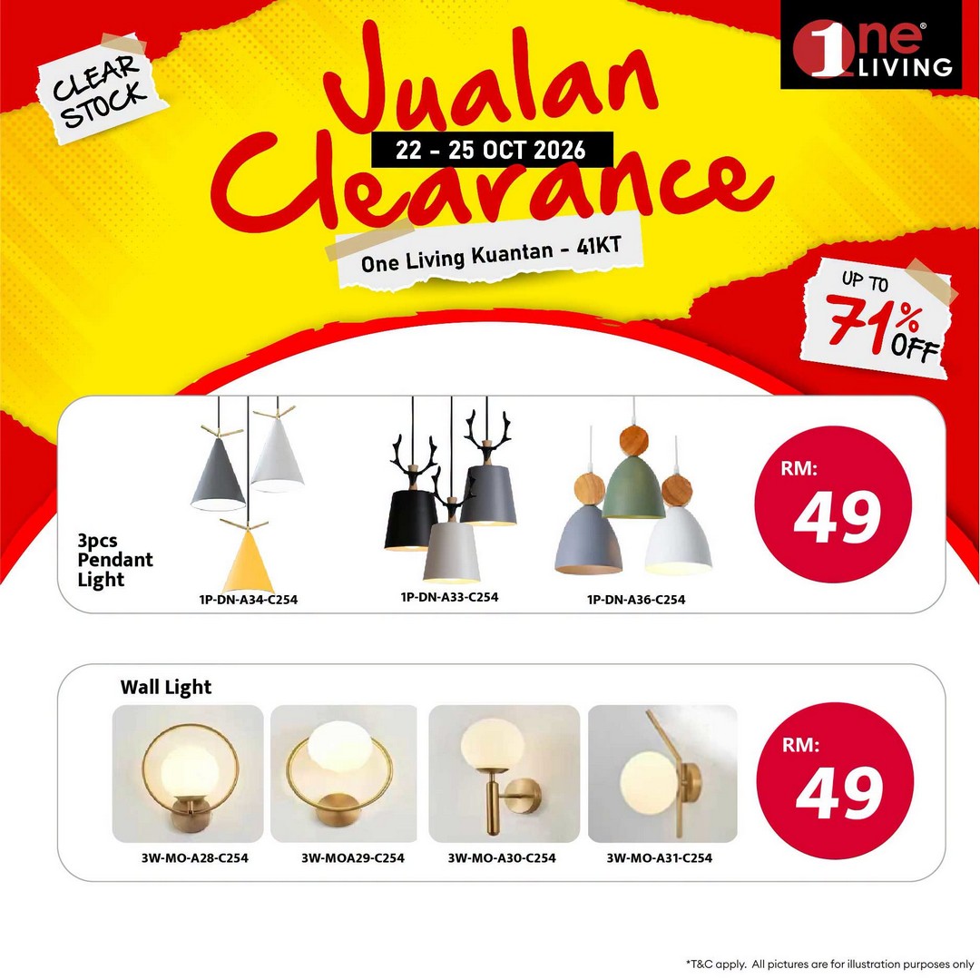 One-Living-Malaysia-Kuantan-Lighting-Clearance-Sal-21 22-25 October 2026: One Living Malaysia Kuantan Lighting Clearance Sale – Save on Ceiling Lights, Pendant Lights, Downlights and LED Lights at Sri Dagangan, Pahang