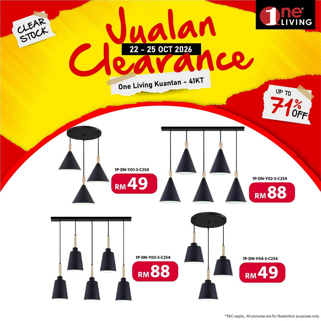 One-Living-Malaysia-Kuantan-Lighting-Clearance-Sal-22 22-25 October 2026: One Living Malaysia Kuantan Lighting Clearance Sale – Save on Ceiling Lights, Pendant Lights, Downlights and LED Lights at Sri Dagangan, Pahang