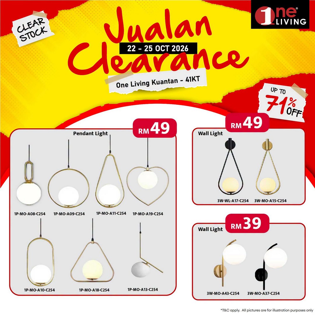 One-Living-Malaysia-Kuantan-Lighting-Clearance-Sal-23 22-25 October 2026: One Living Malaysia Kuantan Lighting Clearance Sale – Save on Ceiling Lights, Pendant Lights, Downlights and LED Lights at Sri Dagangan, Pahang