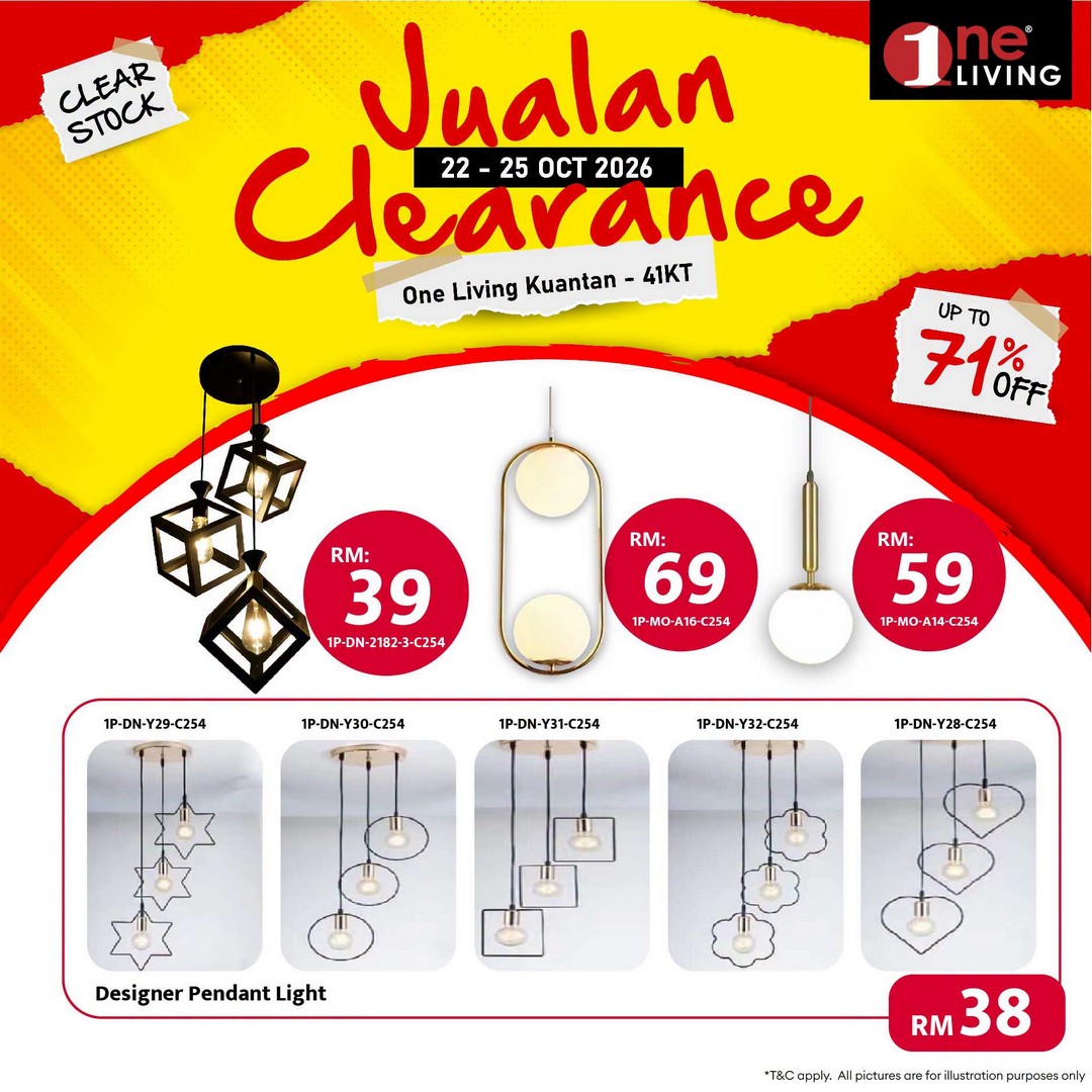 One-Living-Malaysia-Kuantan-Lighting-Clearance-Sal-24 22-25 October 2026: One Living Malaysia Kuantan Lighting Clearance Sale – Save on Ceiling Lights, Pendant Lights, Downlights and LED Lights at Sri Dagangan, Pahang