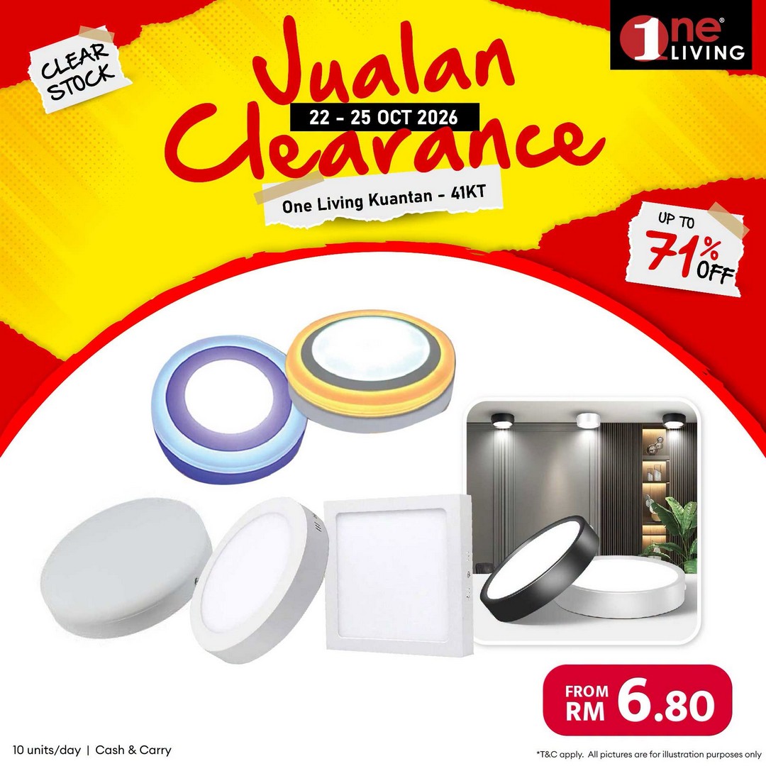 One-Living-Malaysia-Kuantan-Lighting-Clearance-Sal-8 22-25 October 2026: One Living Malaysia Kuantan Lighting Clearance Sale – Save on Ceiling Lights, Pendant Lights, Downlights and LED Lights at Sri Dagangan, Pahang