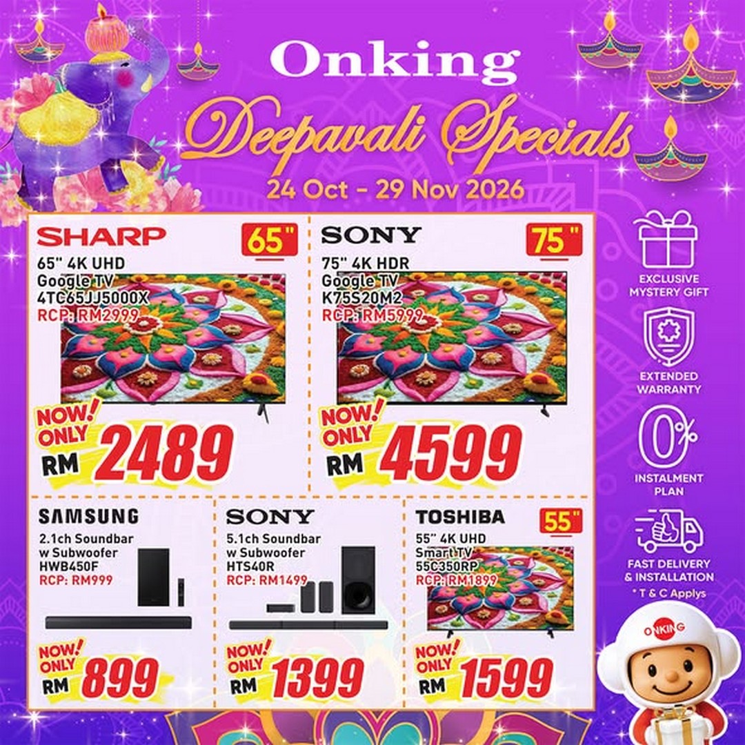Onking-Malaysia-Deepavali-Special-31st-Anniversary-Extravaganza 24 October–29 November 2026: Onking Malaysia Deepavali Special & 31st Anniversary Extravaganza Sale – Up to 50% Off Home Appliances, Air-Conditioners and Entertainment Systems