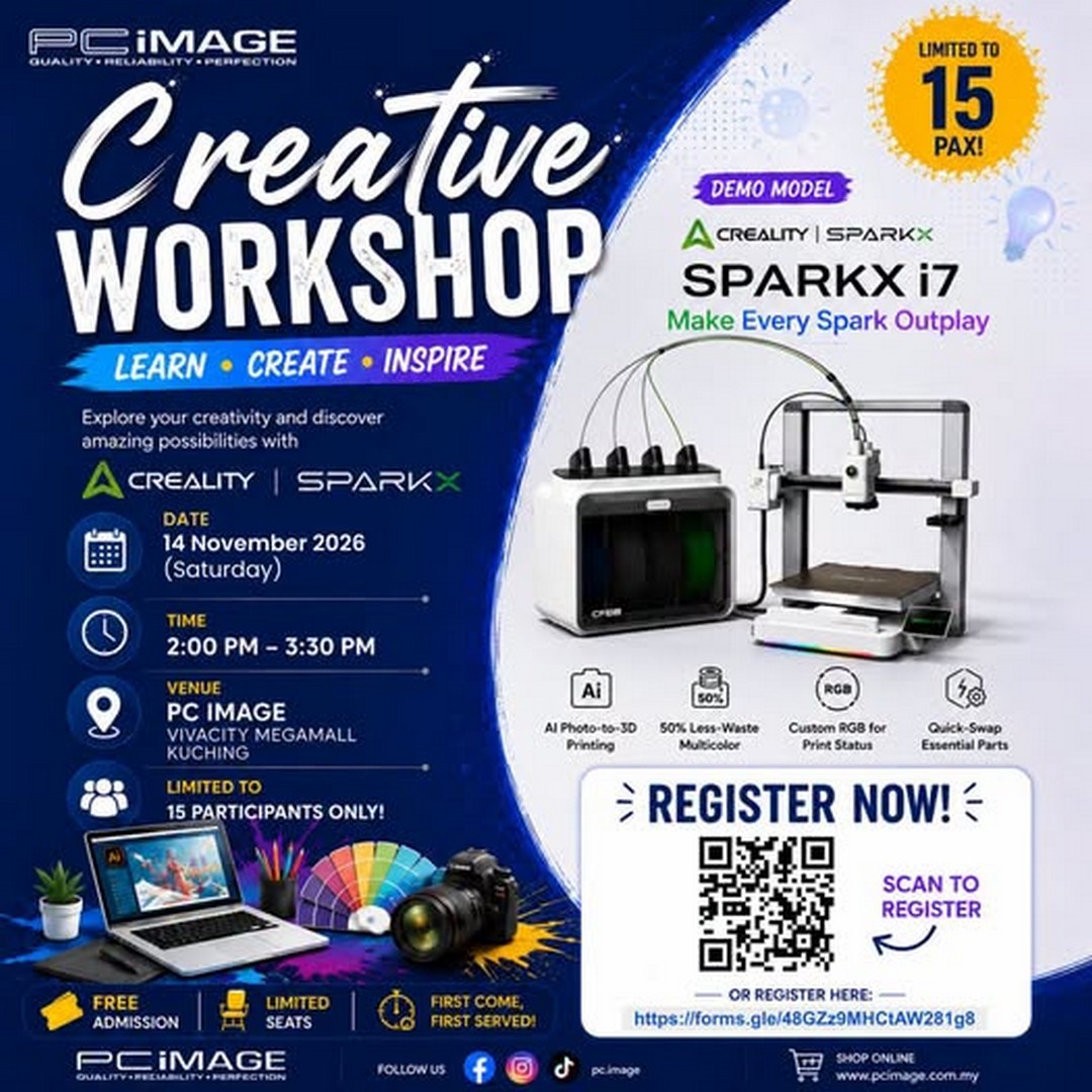 PC-Image-Creality-SPARKX-i7-Creative-Workshop 14 November 2026: PC Image Creality | SPARKX i7 Creative Workshop – Free 3D Printing Workshop at Vivacity Megamall Kuching