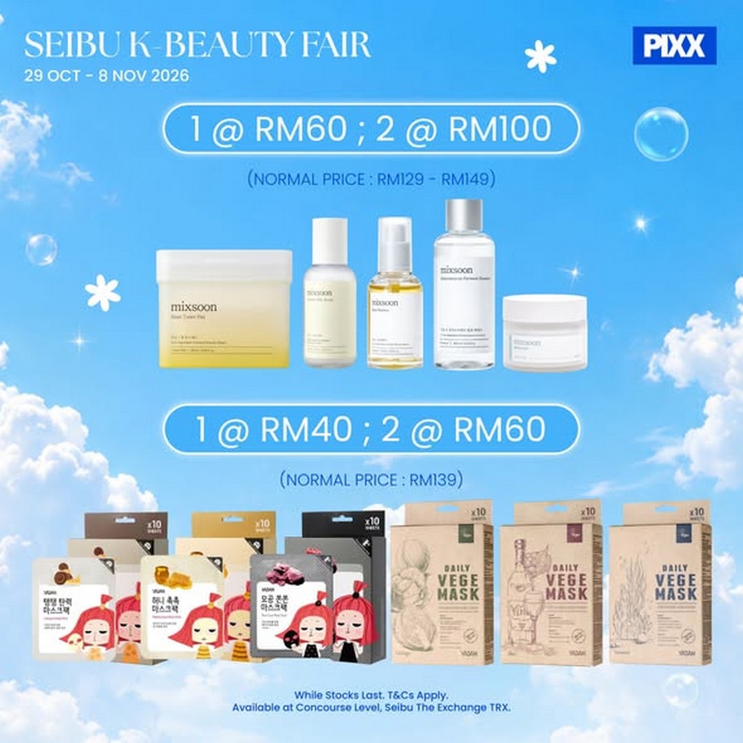 PIXX-K-Beauty-Fair-at-SEIBU-Malaysia-3 29 October–11 November 2026: PIXX K-Beauty Fair at SEIBU Malaysia – Up to 80% OFF, Buy 1 Free 2 Deals
