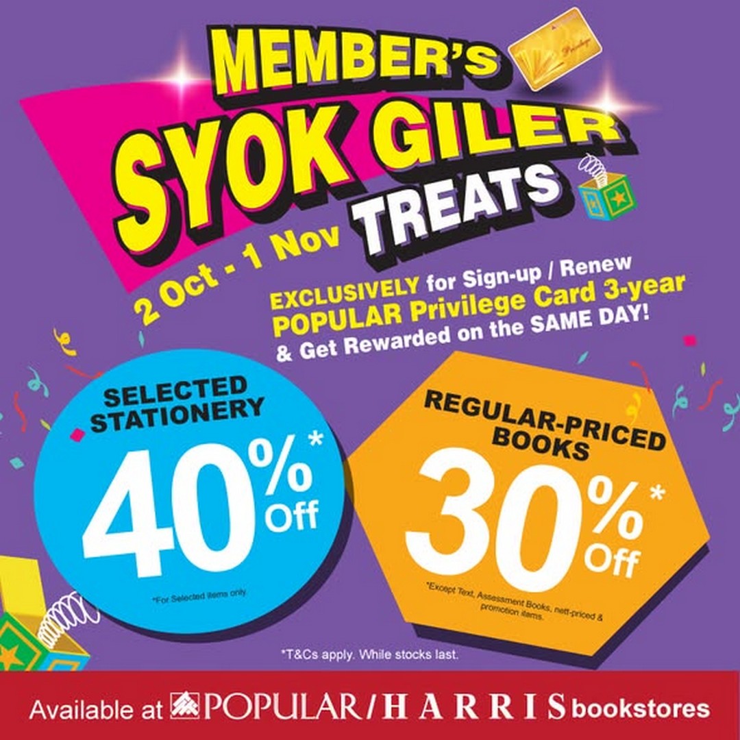 POPULAR-Book-Malaysia-Members-Syok-Giler-Promotion 30 October–1 November 2026: POPULAR Book Malaysia Members' Syok Giler Promotion – Enjoy 30% OFF Regular-Priced Books & 40% OFF Selected Stationery at All POPULAR and HARRIS Bookstores