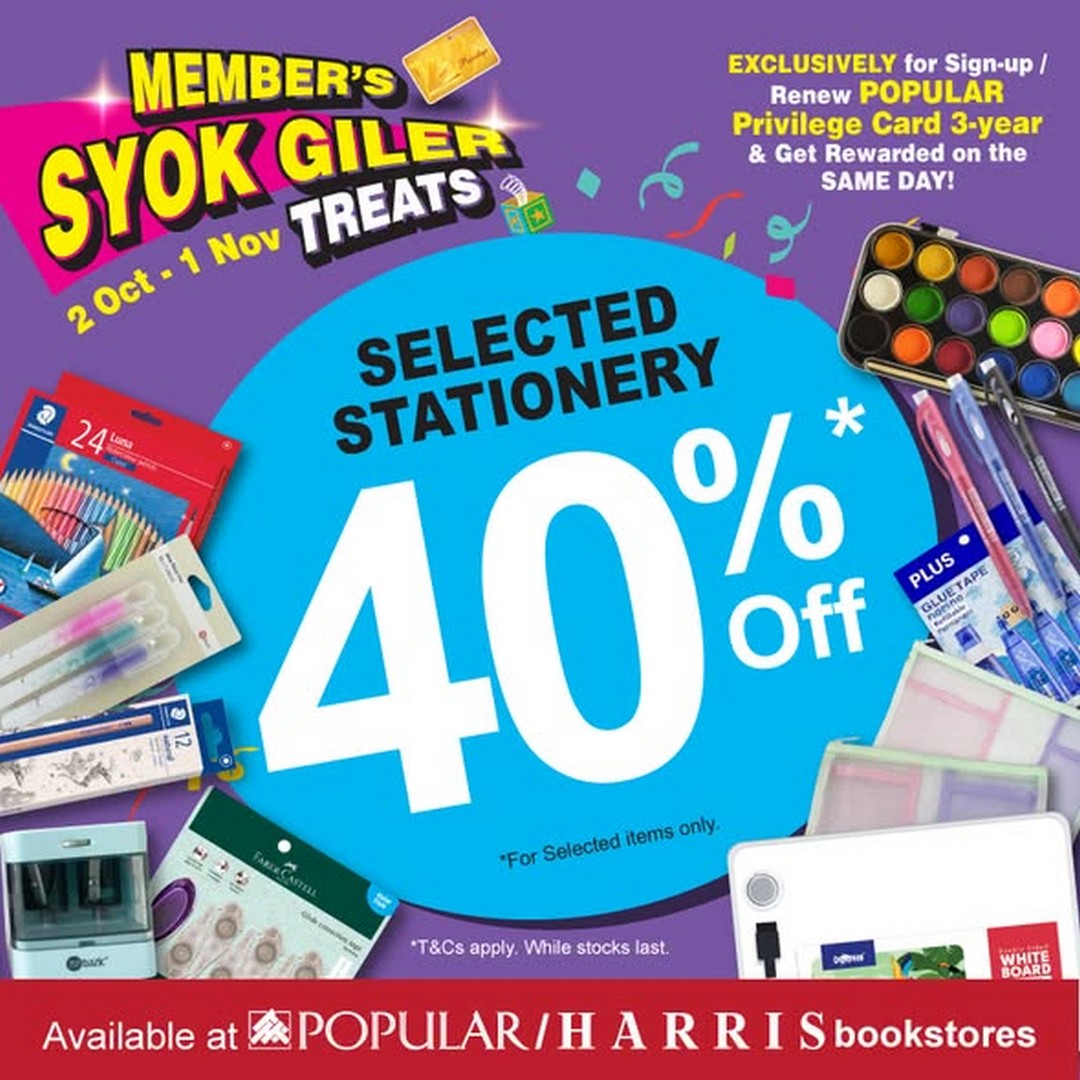 POPULAR-Malaysia-Members-SYOK-GILER-Treats-Promotion-1 2 October-1 November 2026: POPULAR Malaysia: Members’ SYOK GILER Treats Promotion – Up to 40% Off Selected Stationery and 30% Off Regular-Priced Books at All POPULAR/HARRIS Bookstores