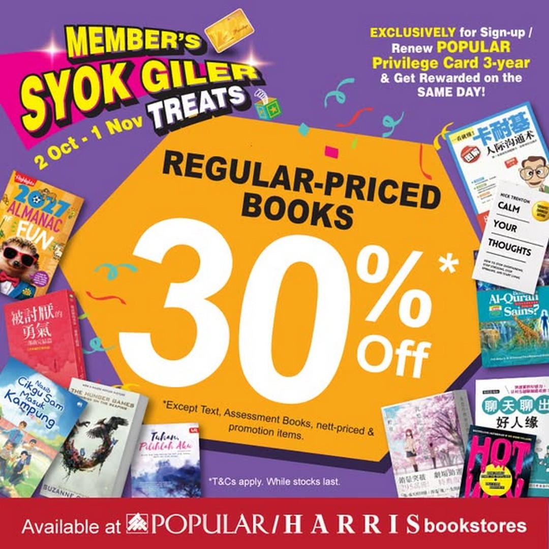 POPULAR-Malaysia-Members-SYOK-GILER-Treats-Promotion-2 2 October-1 November 2026: POPULAR Malaysia: Members’ SYOK GILER Treats Promotion – Up to 40% Off Selected Stationery and 30% Off Regular-Priced Books at All POPULAR/HARRIS Bookstores