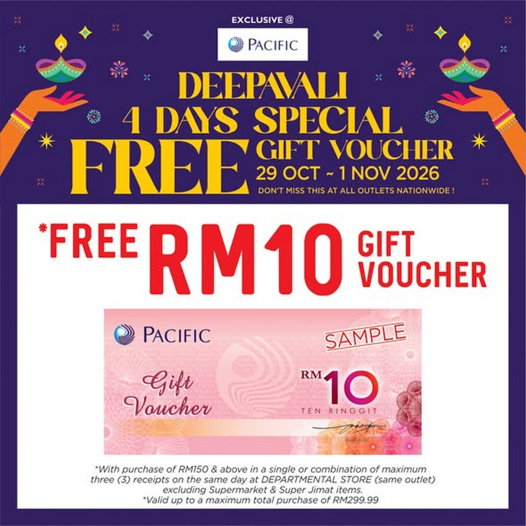 Pacific-Malaysia-Deepavali-4-Day-Special-Promotion-3 29 October-1 November 2026: Pacific Malaysia Deepavali 4-Day Special Promotion, Enjoy Up to RM50 FREE Gift Vouchers with Qualifying Purchases