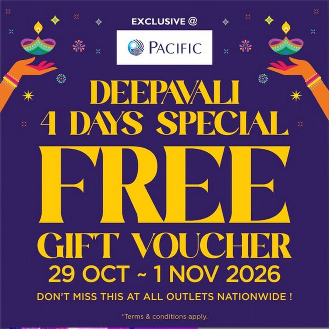 Pacific-Malaysia-Deepavali-4-Day-Special-Promotion 29 October-1 November 2026: Pacific Malaysia Deepavali 4-Day Special Promotion, Enjoy Up to RM50 FREE Gift Vouchers with Qualifying Purchases