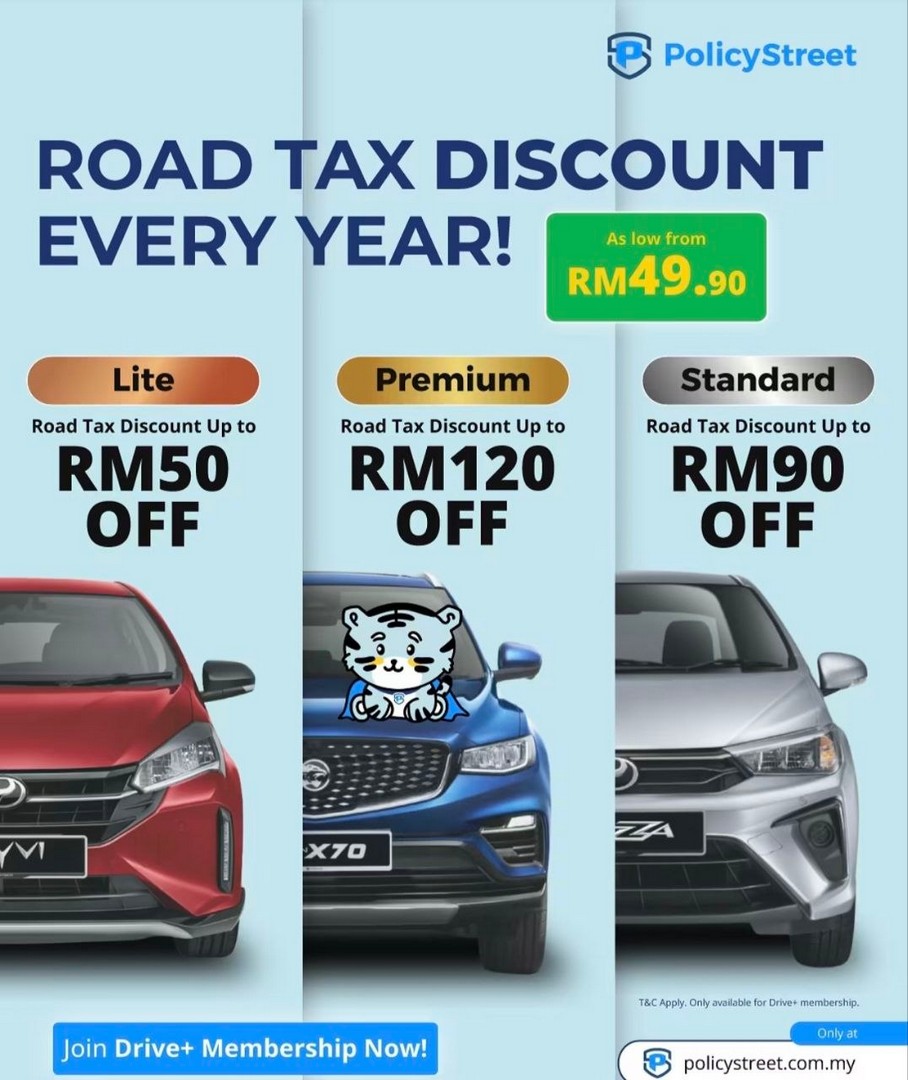 PolicyStreet-Malaysia-Drive-Membership-Promotion-1 15 October 2026 onwards: PolicyStreet Malaysia: Drive+ Membership Promotion – Save Up to RM120 on Road Tax with Exclusive Member Benefits