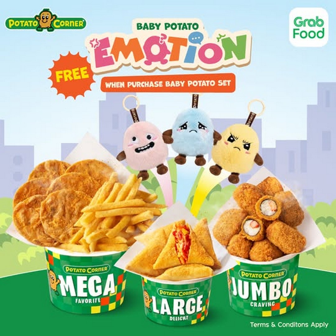 Potato-Corner-Malaysia-Get-a-FREE-Baby-Potato-Emotion-Plushie 8-18 October 2026: Potato Corner Malaysia: Get a FREE Baby Potato Emotion Plushie with Baby Potato Set on GrabFood Promotion