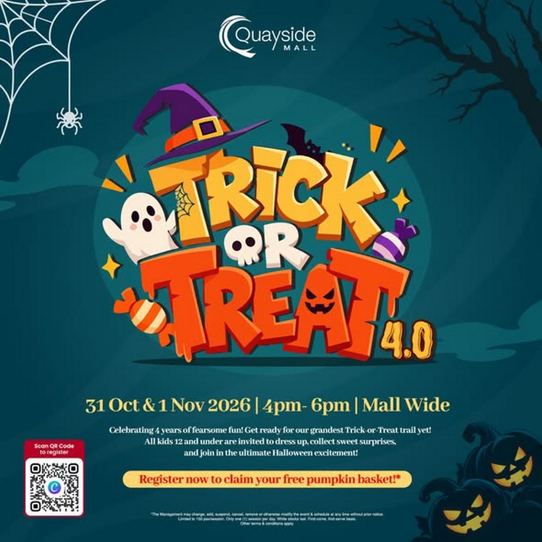 Quayside-Mall-Free-Trick-or-Treat-Halloween-Promotion 31 October–1 November 2026: Quayside Mall: Free Trick or Treat Halloween Promotion for Kids with Pumpkin Baskets and Sweet Treats, 4PM–6PM