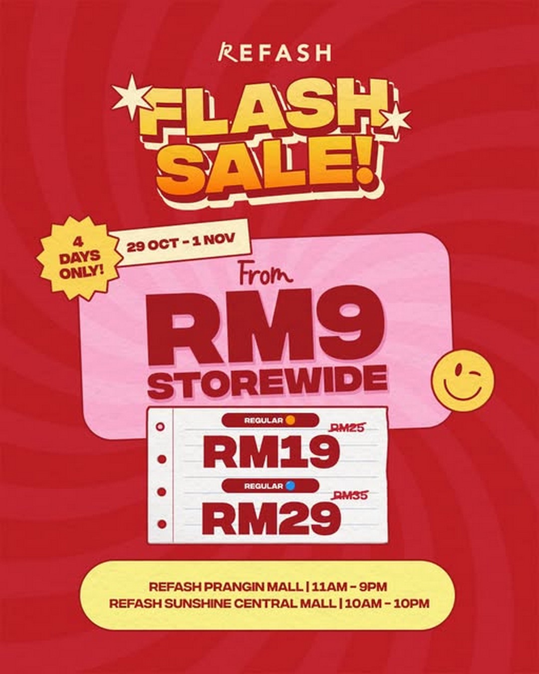 REFASH-Malaysia-RM9-Flash-Sale-at-Sunshine-Central 29 October-1 November 2026: REFASH Malaysia RM9 Flash Sale at Sunshine Central & Prangin Mall Penang – 4 Days Only, Clothing from RM9