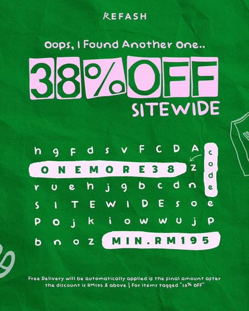 Refash-Malaysia-Enjoy-38-OFF-Sitewide-with-Promo-Code 15 October 2026 Onwards: Refash Malaysia: Enjoy 38% OFF Sitewide with Promo Code ONEMORE38 and Free Delivery on Preloved Fashion Finds