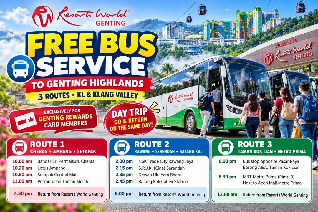Resorts-World-Genting-Free-Bus-Service-Promotion-2026 25 October 2026 onwards: Resorts World Genting Free Bus Service Promotion 2026 – 3 Klang Valley Routes, Pick-Up Points, Departure Times and Reservation Guide