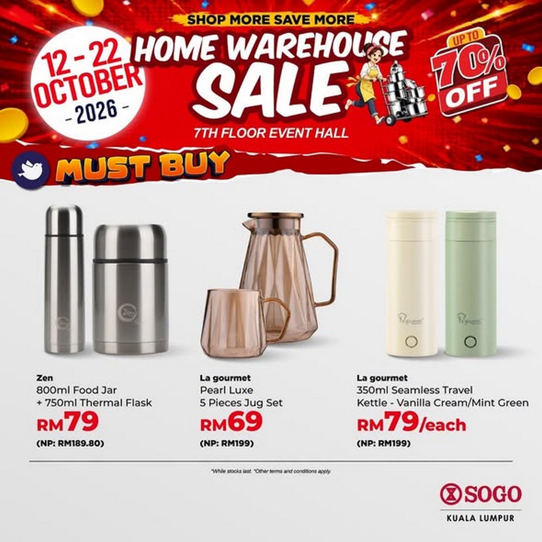 SOGO-Malaysia-Home-Warehouse-Sale-Promotion-with-Up-to-70-OFF-3 12-22 October 2026: SOGO Malaysia: Home Warehouse Sale Promotion with Up to 70% OFF Home and Kitchen Essentials, Buy 1 Free 1 Deals, Free Gifts and Exclusive PWP Offers at SOGO KL