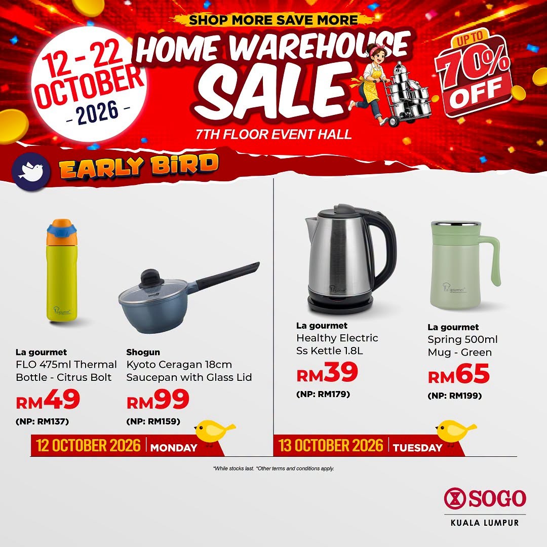 SOGO-Malaysia-Home-Warehouse-Sale-Promotion-with-Up-to-70-OFF-4 12-22 October 2026: SOGO Malaysia: Home Warehouse Sale Promotion with Up to 70% OFF Home and Kitchen Essentials, Buy 1 Free 1 Deals, Free Gifts and Exclusive PWP Offers at SOGO KL