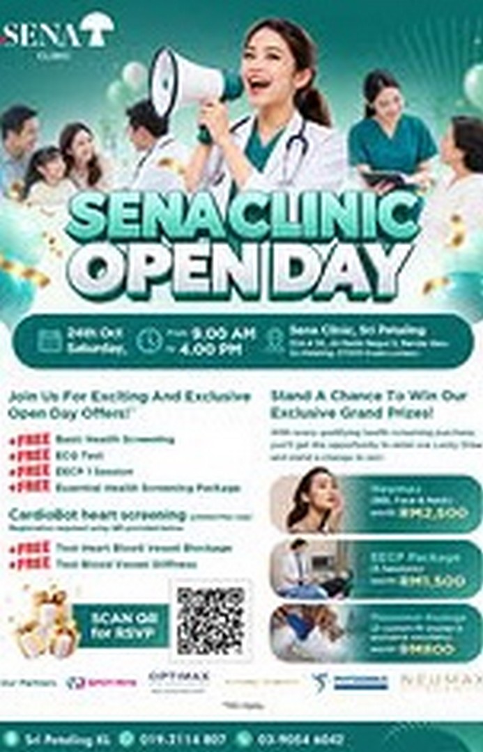 Sena-Clinic-Cardiology-Open-Day-Promotion-with-Free-Health-Checks 24 October 2026: Sena Clinic & Cardiology: Open Day Promotion with Free Health Checks, CardioBot Heart Screening and Lucky Draw Prizes Worth Up to RM2,500 in Sri Petaling, Kuala Lumpur