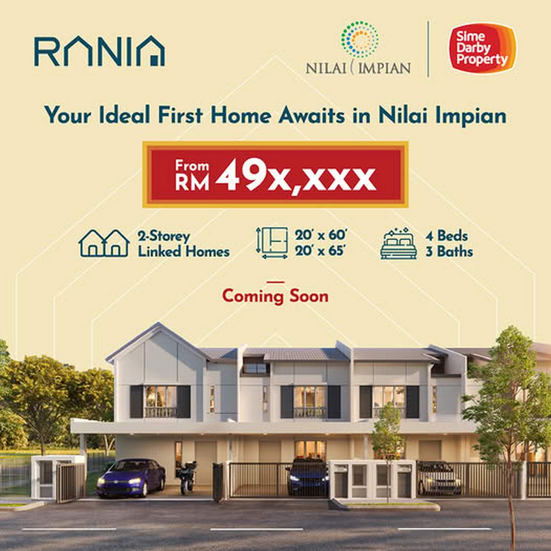Sime-Darby-Property-RANIA-Nilai-Impian 19 October 2026 onwards: Sime Darby Property RANIA Nilai Impian – New Freehold 2-Storey Linked Homes from RM49X,XXX with 4 Bedrooms and 3 Bathrooms