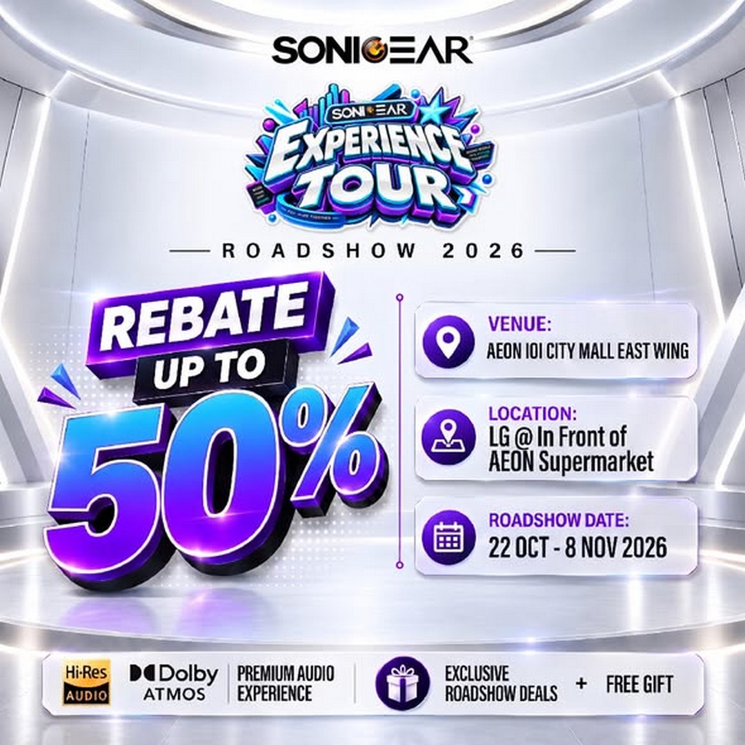 SonicGear-Malaysia-Experience-Tour-Roadshow-2026-Promotion 22 October–8 November 2026: SonicGear Malaysia Experience Tour Roadshow 2026 Promotion at AEON IOI City Mall with Up to 50% Rebate, Free Gifts and Lucky Spin