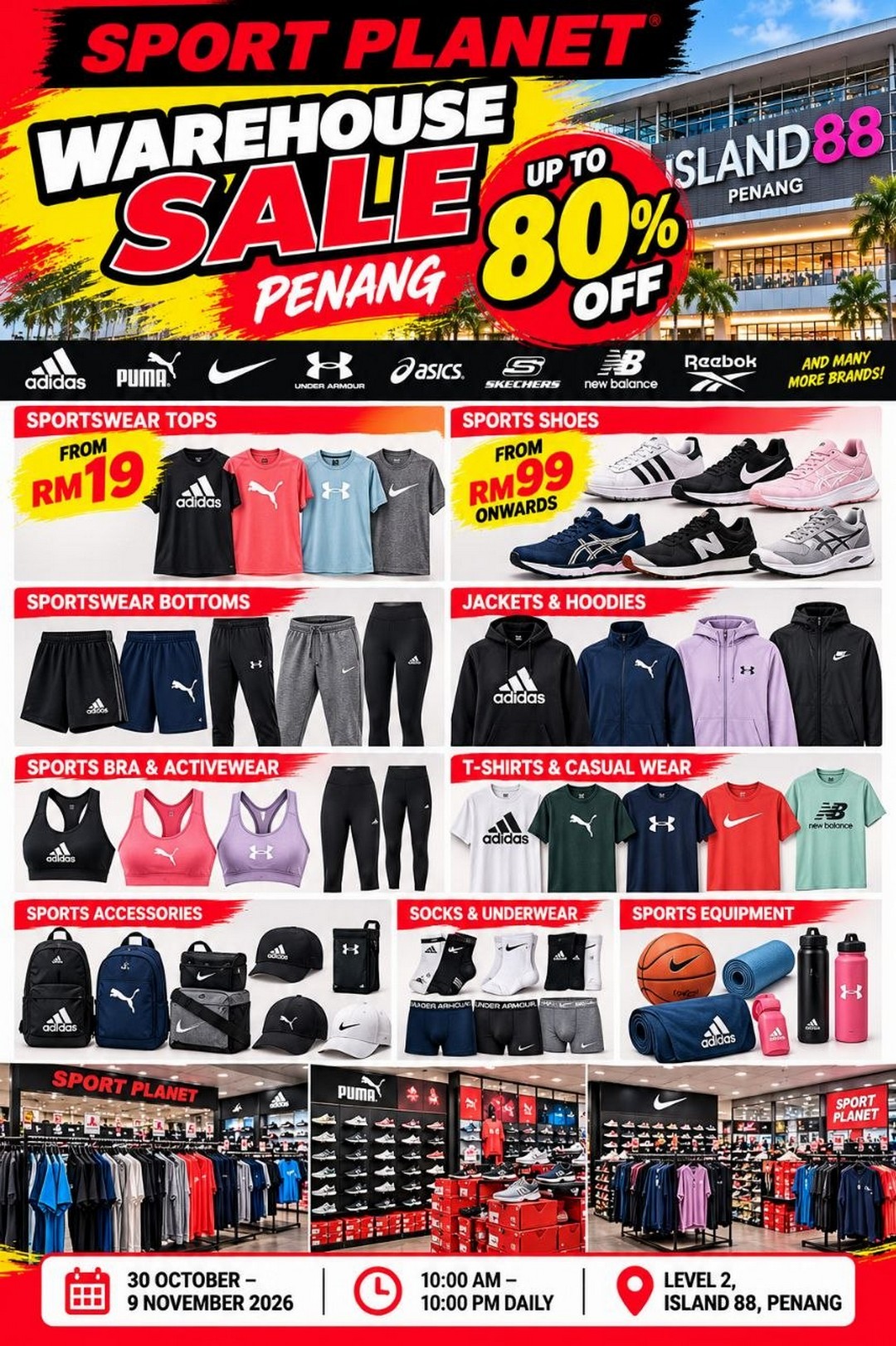 Sport-Planet-Warehouse-Sale-Penang-Sportswear-from-RM19-2 30 October-9 November 2026: Sport Planet Warehouse Sale Penang, Sportswear from RM19, Sneakers from RM99 & Up to 80% OFF at Island 88, Daily 10AM-10PM
