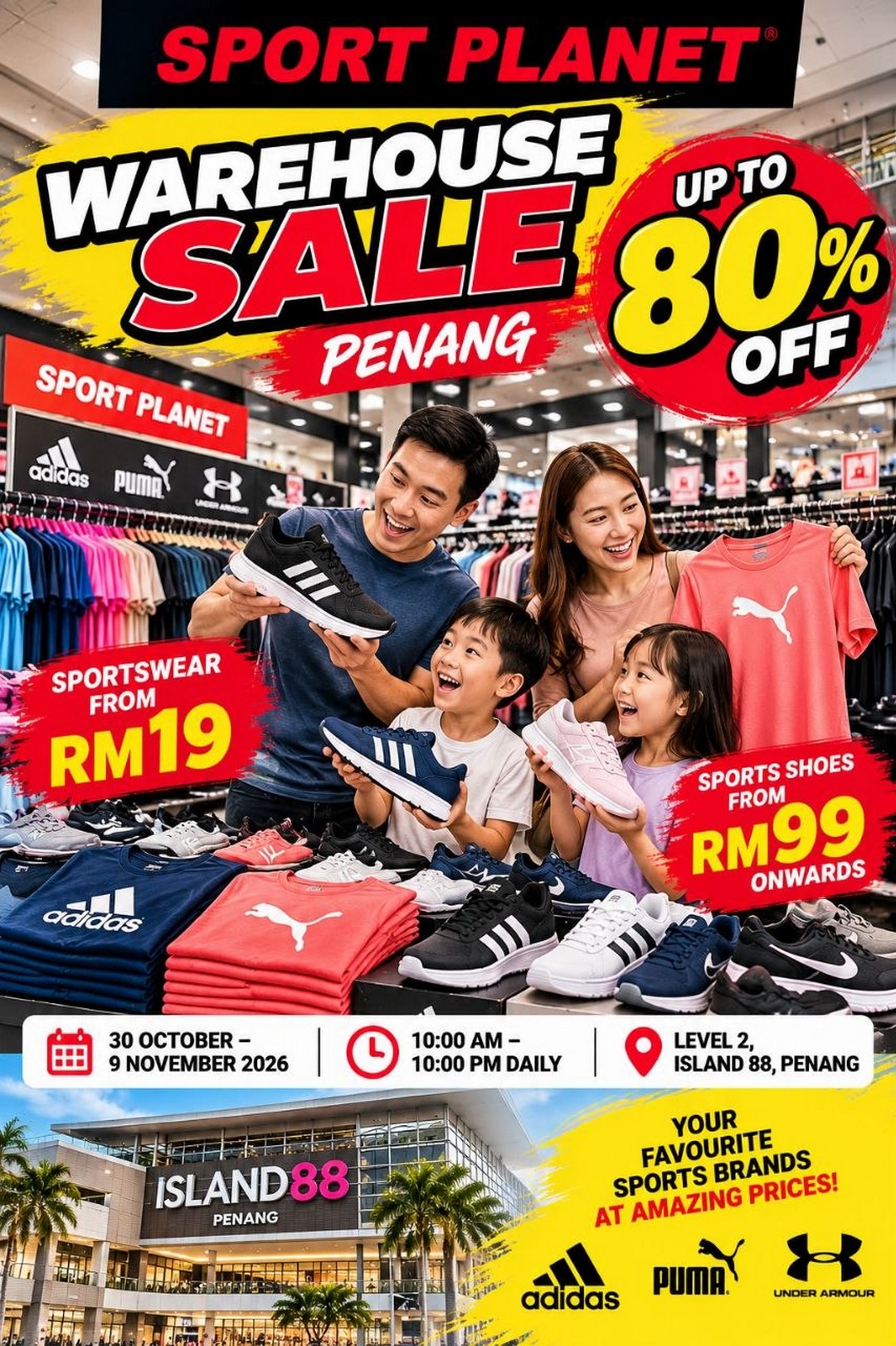 Sport-Planet-Warehouse-Sale-Penang-Sportswear-from-RM19-3 30 October-9 November 2026: Sport Planet Warehouse Sale Penang, Sportswear from RM19, Sneakers from RM99 & Up to 80% OFF at Island 88, Daily 10AM-10PM
