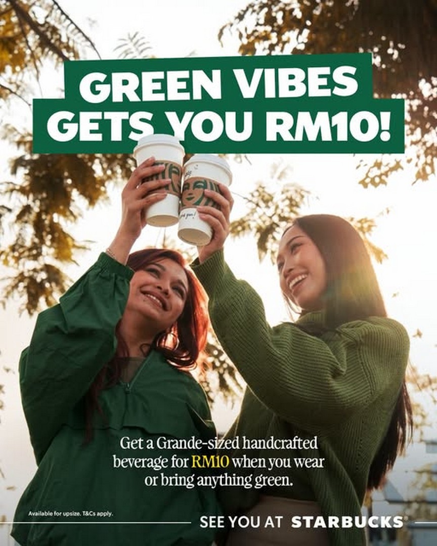 Starbucks-Malaysia-Green-Vibes-Good-Times 14 October 2026 Onwards: Starbucks Malaysia: Green Vibes, Good Times – Get a Grande Handcrafted Beverage for RM10 with Green-Themed Promotion