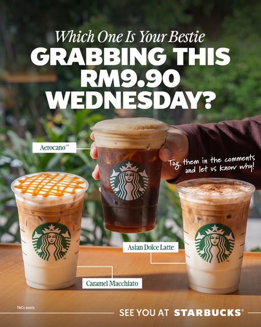 Starbucks-Malaysia-RM9.90-Grande-Handcrafted-Beverage-Promotion 19 October 2026 onwards: Starbucks Malaysia RM9.90 Grande Handcrafted Beverage Promotion – Enjoy Aerocano™, Caramel Macchiato and Asian Dolce Latte for a Mid-Week Coffee Treat