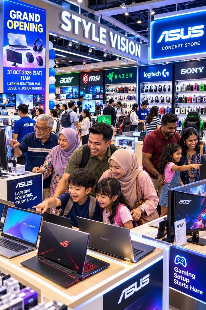 Style-Vision-Grand-Opening-Sale-ASUS-Concept-Store-Promotions-3 31 October 2026: Style Vision Grand Opening Sale & ASUS Concept Store Promotions at Larkin Junction Mall, Johor Bahru – RM99 Acer Monitor, RM69 Sony Headset, Laptop Deals, Free Coffee & Giveaways
