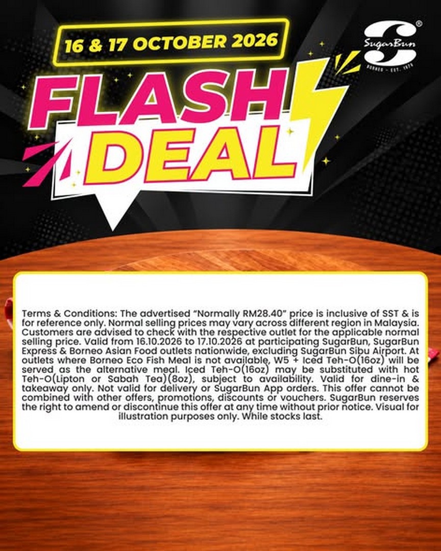 SugarBun-Malaysia-RM19-Flash-Deal-for-Borneo-Eco-Fish-Meal-2 16-17 October 2026: SugarBun Malaysia: RM19 Flash Deal for Borneo Eco Fish Meal + Teh-O, Available at Participating Outlets Nationwide