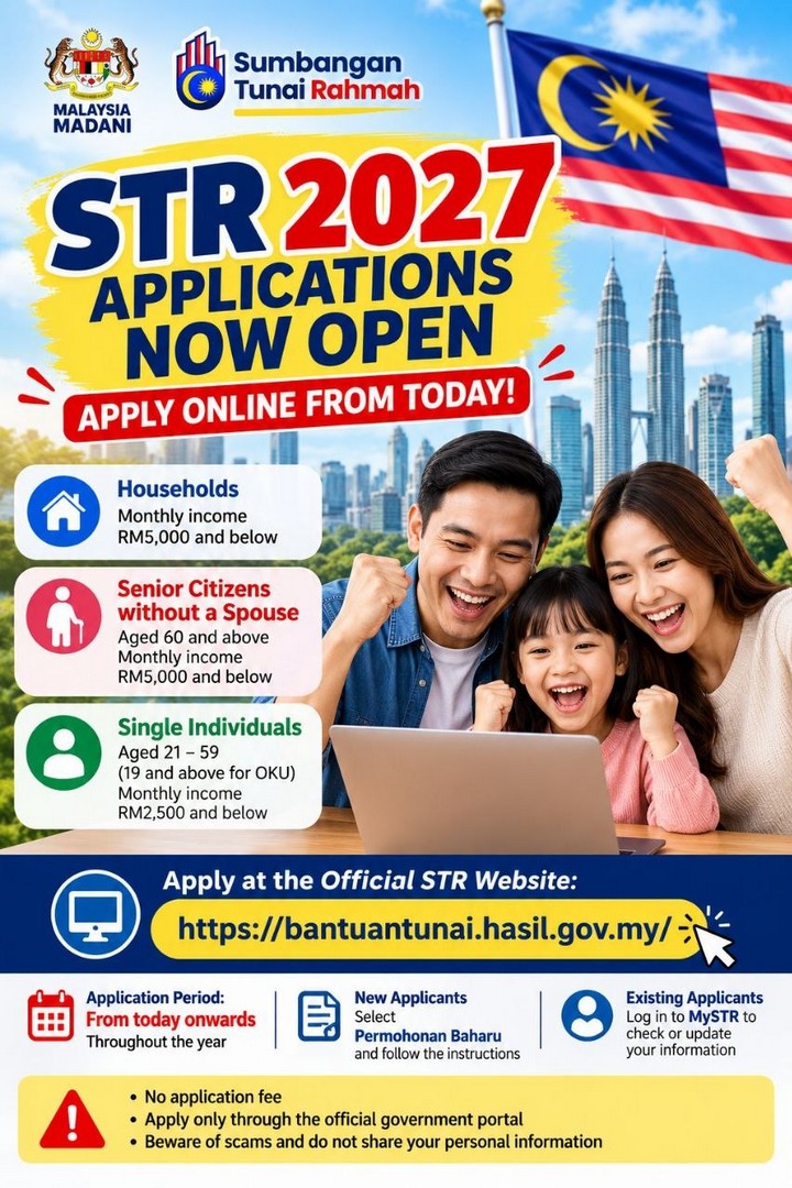 Sumbangan-Tunai-Rahmah-STR-2027-Malaysia-1 15 October 2026 onwards: Sumbangan Tunai Rahmah (STR) 2027 Malaysia – Government Cash Assistance Application and Online Registration Open Throughout the Year