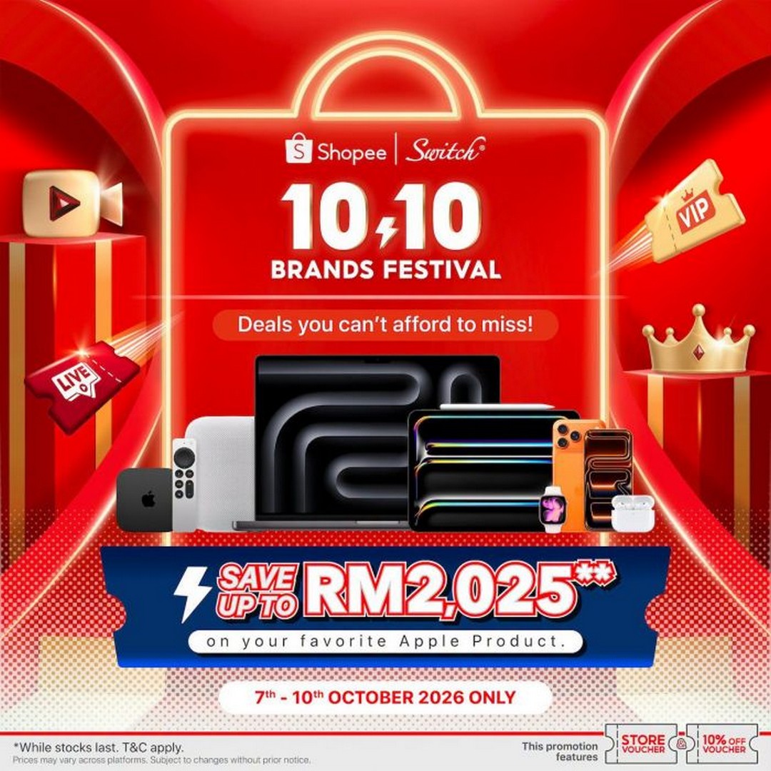 Switch-10.10-Brands-Festival-Sale 7-10 October 2026: Switch: 10.10 Brands Festival Sale – Save Up to RM2,025 on Selected Apple Products via Shopee