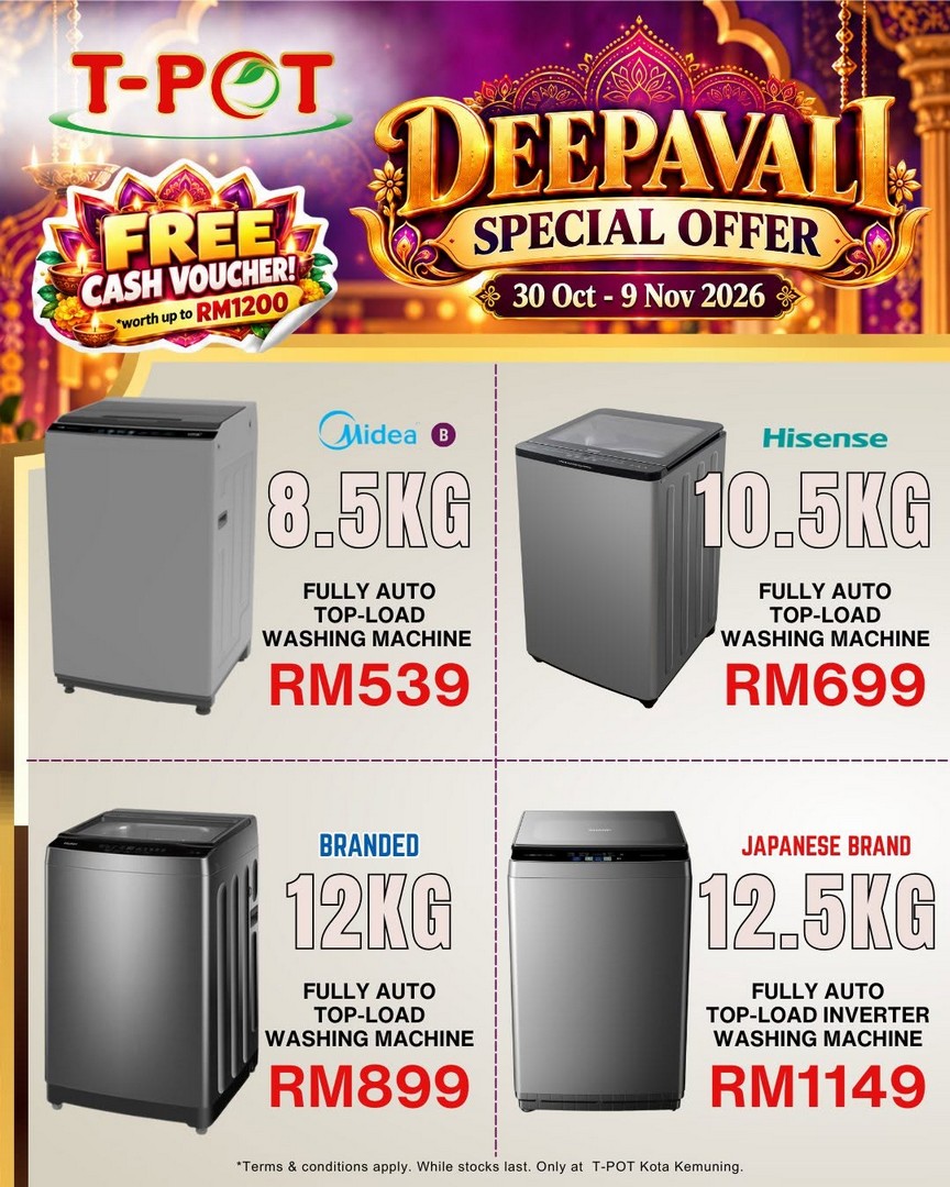 T-POT-Malaysia-Deepavali-Sale-Promotion-Free-Cash-Vouchers-11 30 October-9 November 2026: T-POT Malaysia Deepavali Sale Promotion, Free Cash Vouchers Worth Up to RM1,200, TVs from RM759 and Home Appliances Deals at Kota Kemuning
