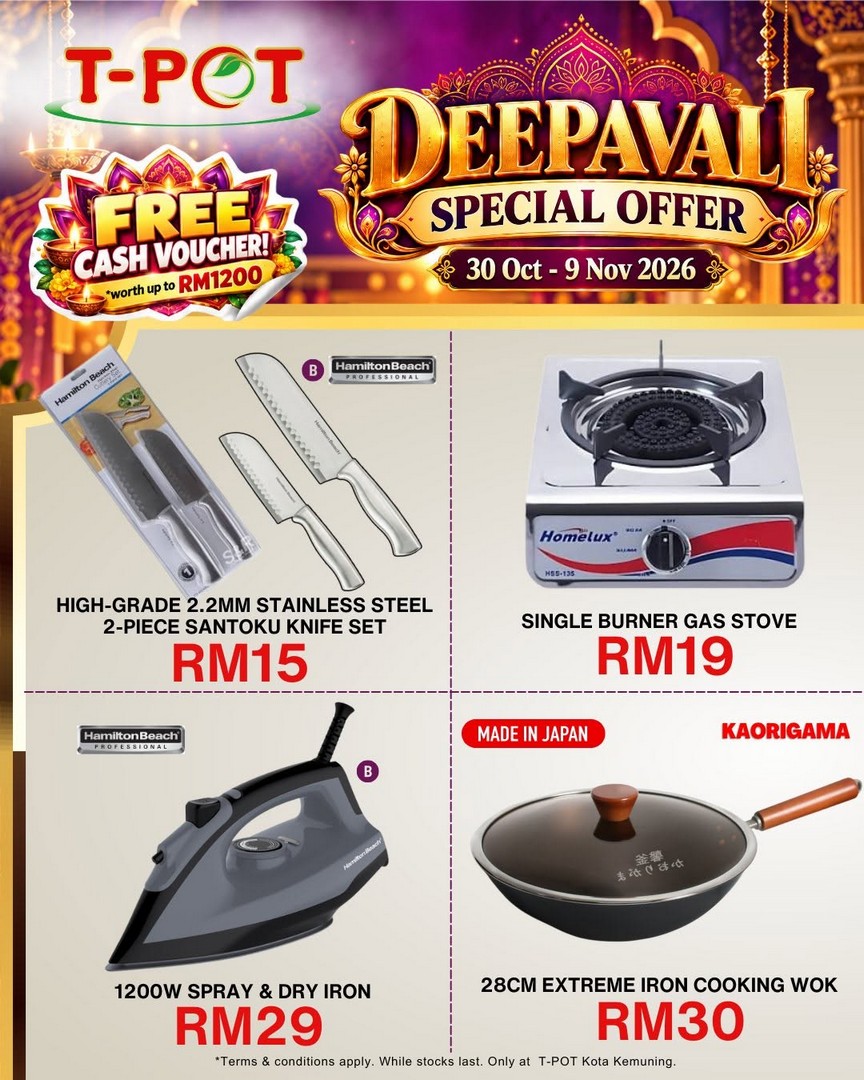 T-POT-Malaysia-Deepavali-Sale-Promotion-Free-Cash-Vouchers-4 30 October-9 November 2026: T-POT Malaysia Deepavali Sale Promotion, Free Cash Vouchers Worth Up to RM1,200, TVs from RM759 and Home Appliances Deals at Kota Kemuning