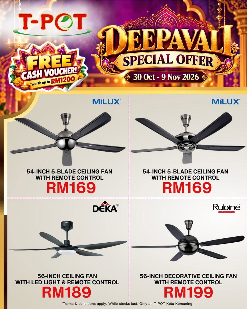T-POT-Malaysia-Deepavali-Sale-Promotion-Free-Cash-Vouchers-8 30 October-9 November 2026: T-POT Malaysia Deepavali Sale Promotion, Free Cash Vouchers Worth Up to RM1,200, TVs from RM759 and Home Appliances Deals at Kota Kemuning