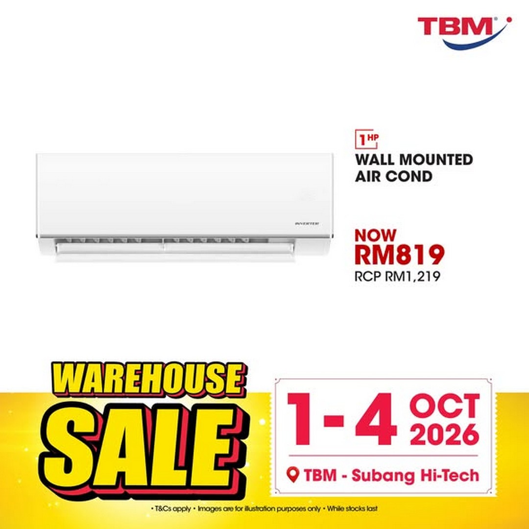 TBM-Malaysia-TBM-Warehouse-Sale-Subang-Hi-Tech-1 1-4 October 2026: TBM Malaysia: TBM Warehouse Sale Subang Hi-Tech – Up to 80% Off Electronics